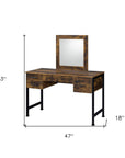 47" Black Mirrored Vanity Table with Mirror With Four Drawers
