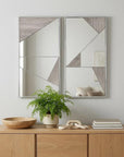 Set of Two Natural Metal Framed Accent Mirror