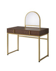 42" Gold Mirrored Vanity Table with Mirror With Two Drawers