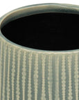 6" Green Striped Ceramic Indoor Outdoor Round Pot Planter