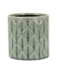 6" Green Geometric Ceramic Indoor Outdoor Round Pot Planter