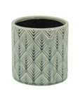 6" Green Geometric Ceramic Indoor Outdoor Round Pot Planter