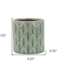 6" Green Geometric Ceramic Indoor Outdoor Round Pot Planter