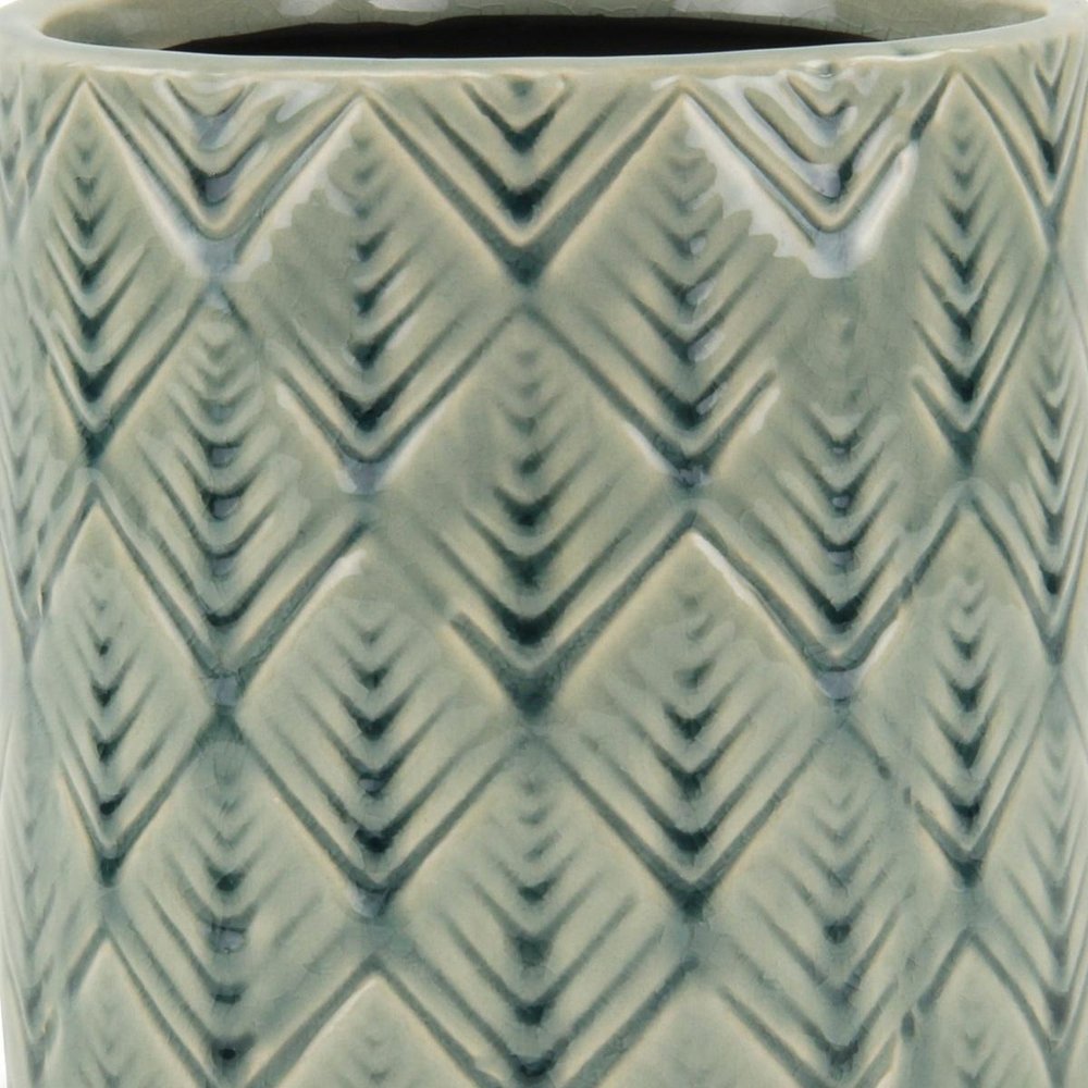 6" Green Geometric Ceramic Indoor Outdoor Round Pot Planter