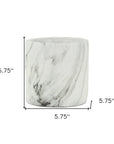 6" White and Gray Marbleized Ceramic Indoor Outdoor Round Pot Planter