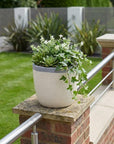 6" Cream and Gray Crackle Glaze Ceramic Indoor Outdoor Round Pot Planter