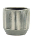 6" Gray Striped Ceramic Indoor Outdoor Round Pot Planter