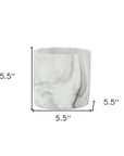 6" White and Gray Marbleized Ceramic Indoor Outdoor Round Pot Planter
