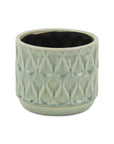 7" Green Geometric Ceramic Indoor Outdoor Round Pot Planter