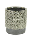 6" Gray Geometric Ceramic Indoor Outdoor Round Pot Planter