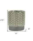 6" Gray Geometric Ceramic Indoor Outdoor Round Pot Planter