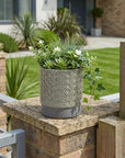 6" Gray Geometric Ceramic Indoor Outdoor Round Pot Planter
