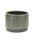 7" Gray Geometric Ceramic Indoor Outdoor Round Pot Planter