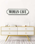 8" X 32" White and Black Woman Cave Metal Wall Decor