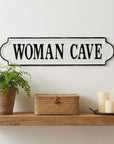 8" X 32" White and Black Woman Cave Metal Wall Decor