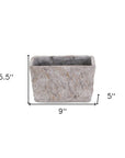 9" Gray Speckle Glaze Cement Indoor Outdoor Rectangular Pot Planter