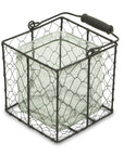 6" Clear and Brown Glass and Metal Lattice Tabletop Lantern Candle Holder