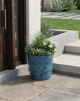 11" Blue Recycled Plastic Indoor Outdoor Round Pot Planter