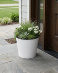 11" White Recycled Plastic Indoor Outdoor Round Pot Planter