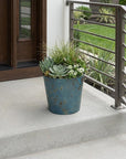 9" Blue Recycled Plastic Indoor Outdoor Round Pot Planter