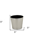 9" Silver Recycled Plastic Indoor Outdoor Round Pot Planter