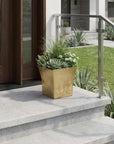 7" Gold Recycled Plastic Indoor Outdoor Square Pot Planter