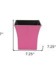 7" Hot Pink Recycled Plastic Indoor Outdoor Square Pot Planter