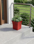 7" Red Recycled Plastic Indoor Outdoor Square Pot Planter