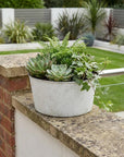 12" Cream Recycled Plastic Indoor Outdoor Round Pot Planter