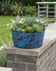 12" Blue Recycled Plastic Indoor Outdoor Round Pot Planter