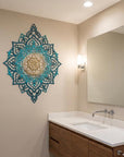 45" X 34" Turquoise Solid Wood Hanging Wall Decor