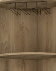 18" Natural Corner Bar Cabinet With Eleven Shelves