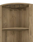 18" Natural Corner Bar Cabinet With Eleven Shelves