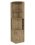 18" Natural Corner Bar Cabinet With Eleven Shelves