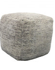 18" Gray Wool Cube Pouf Ottoman
