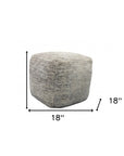 18" Gray Wool Cube Pouf Ottoman
