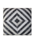 18" Dark Gray and Ivory Hair on Hide Cube Geometric Pouf Ottoman