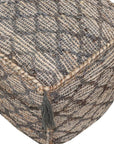 18" Natural Gray And Taupe Jute Cube Trellis Pouf Ottoman