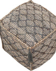 18" Natural Gray And Taupe Jute Cube Trellis Pouf Ottoman