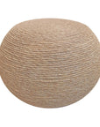 20" Beige Wool Round Ribbed Pouf Ottoman
