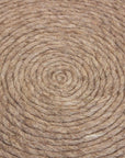 20" Beige Wool Round Ribbed Pouf Ottoman