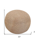 20" Beige Wool Round Ribbed Pouf Ottoman