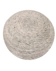 20" Gray Wool Round Ribbed Pouf Ottoman