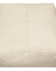 22" Ivory Leather Pouf Ottoman