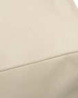 22" Ivory Leather Pouf Ottoman