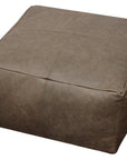 22" Gray Brown Distressed Leather Pouf Ottoman