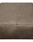 22" Gray Brown Distressed Leather Pouf Ottoman