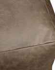 22" Gray Brown Distressed Leather Pouf Ottoman