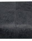 22" Black Distressed Leather Pouf Ottoman