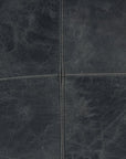 22" Black Distressed Leather Pouf Ottoman
